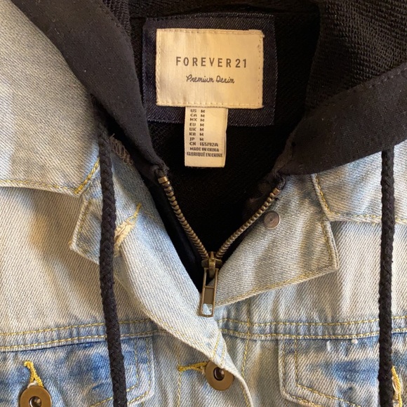 F21 Premium Denim Hooded Zip up Denim Vest - Picture 7 of 7